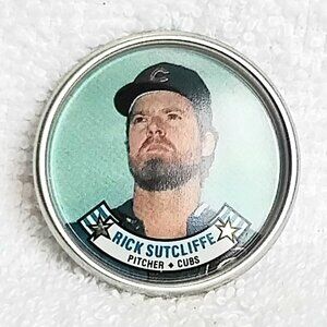 3/$20 Vintage & Mint 1988 Topps MLB Rick Sutcliffe 1/2" Metal Coin 57/60!!
